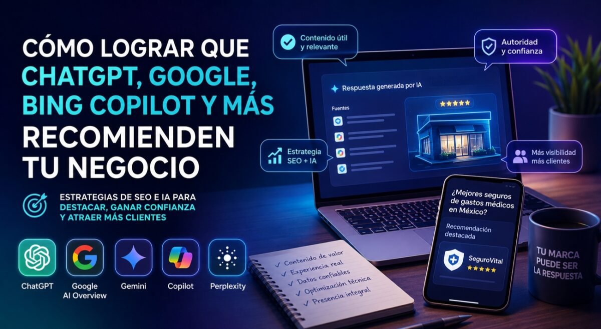 Cómo lograr que ChatGPT, Google AI Overview y Bing Copilot recomienden tu negocio: guía práctica para aparecer en las respuestas de la Inteligencia Artificial