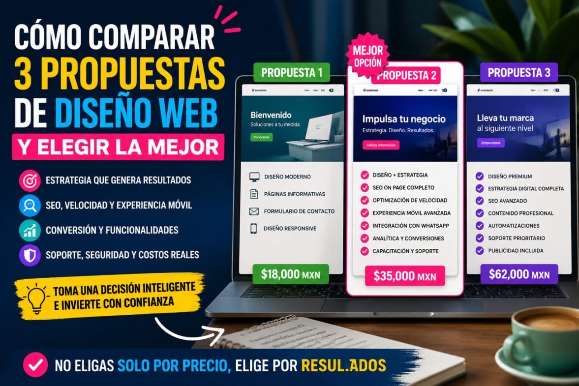 Cómo comparar 3 propuestas de diseño web y elegir la mejor