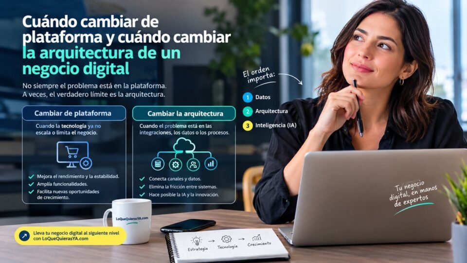 ¿Tu negocio digital ya creció más que tu plataforma? Cómo saber cuándo cambiar de plataforma o arquitectura