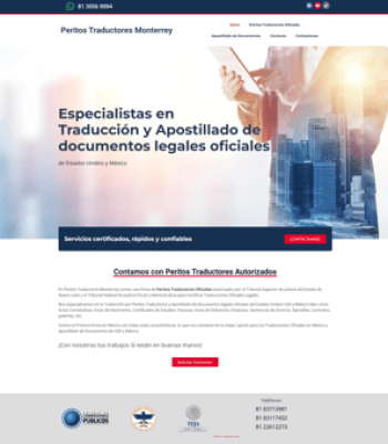 diseño sitio web peritos traductores
